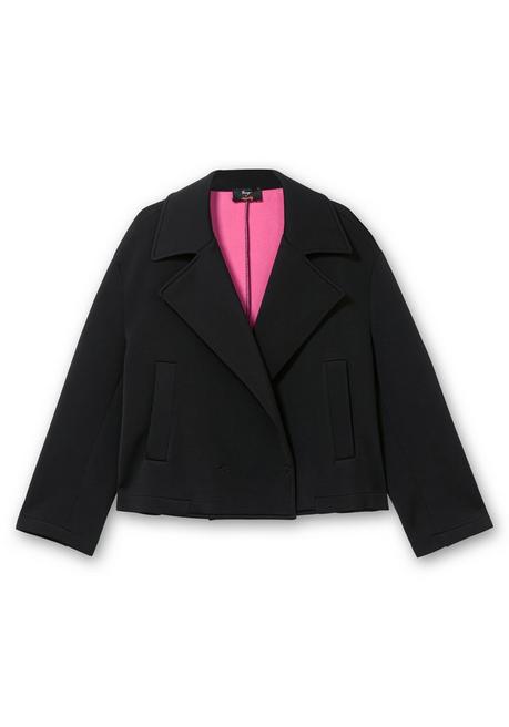 Sheego Loves Miss Goodlife Kurze Jacke Mit Breitem Reverskragen - Schwarz Sheego