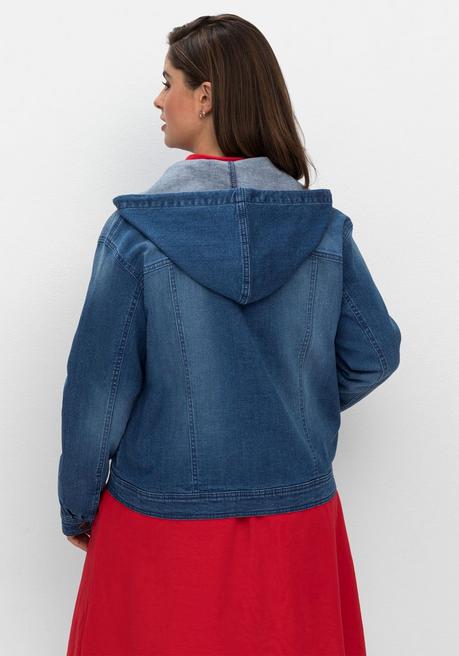 Sheego Kurze Jeansjacke Mit Kapuze - Blue Denim Sheego