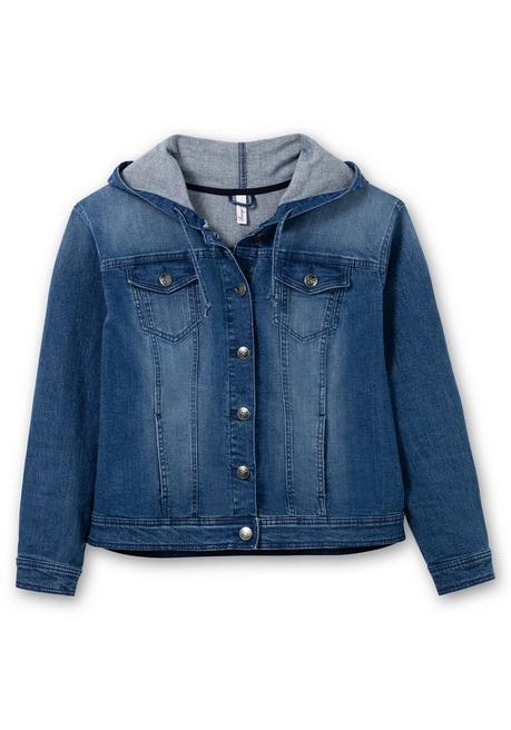 Sheego Kurze Jeansjacke Mit Kapuze - Blue Denim Sheego