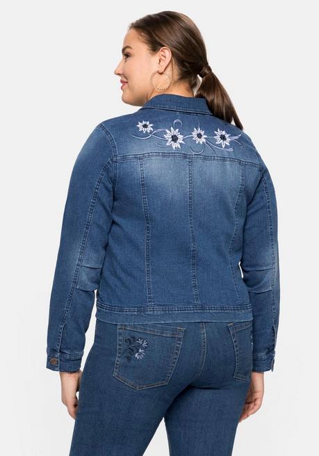 Sheego Kurze Jeansjacke Mit Trachten-Stickereien - Blue Denim Sheego