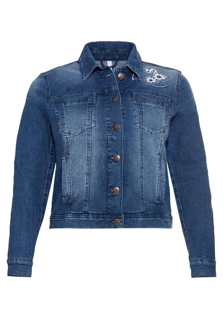 Sheego Kurze Jeansjacke Mit Trachten-Stickereien - Blue Denim Sheego
