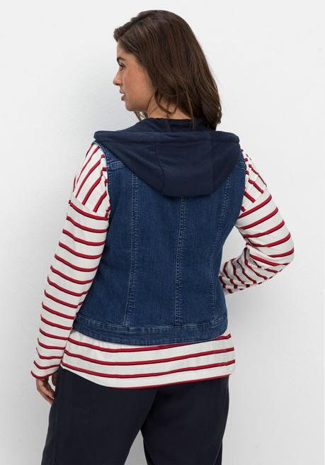 Sheego Kurze Jeansweste Mit Sweatkapuze, In Taillierter Form - Blue Denim Sheego