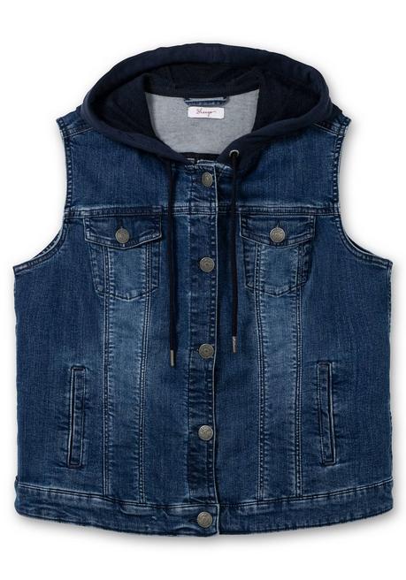 Sheego Kurze Jeansweste Mit Sweatkapuze, In Taillierter Form - Blue Denim Sheego