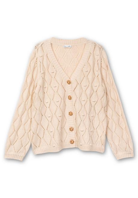 Sheego By Joe Browns Kurze Lochmuster-Strickjacke Mit Wollanteil - Offwhite Sheego