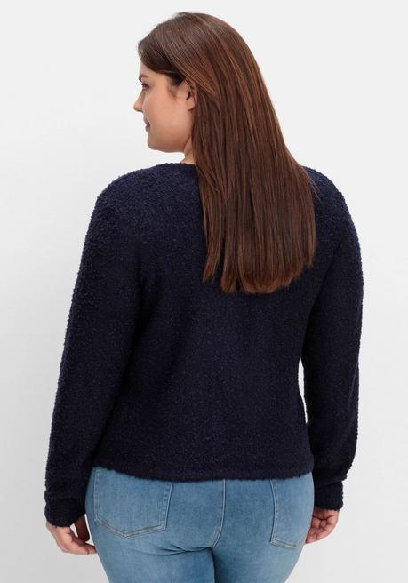 Sheego Kurze Strickjacke Aus Weichem Bouclé - Tiefblau Sheego