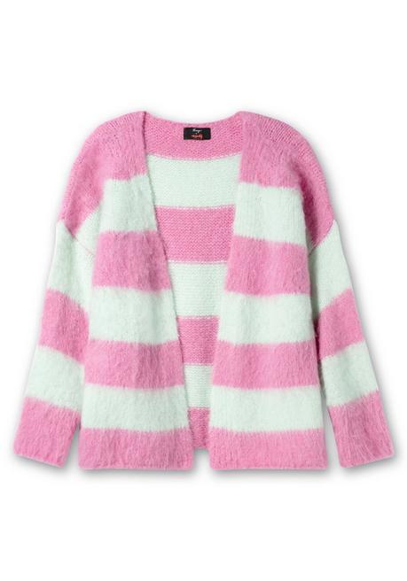 Sheego Loves Miss Goodlife Kurze Strickjacke Mit Blockstreifen, Flauschige Qualität - Mohnrot Gestreift Sheego