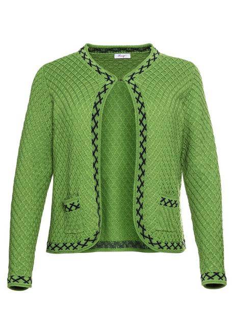 Sheego Kurze Trachten-Strickjacke Mit Zierborte - Grün Sheego