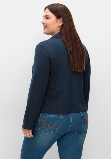 Sheego Kurzer Sweatblazer Mit Reverskragen Und Zierknöpfen - Nachtblau Sheego