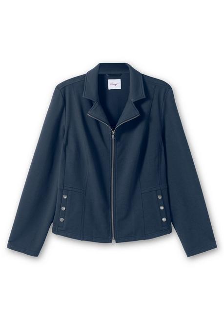 Sheego Kurzer Sweatblazer Mit Reverskragen Und Zierknöpfen - Nachtblau Sheego