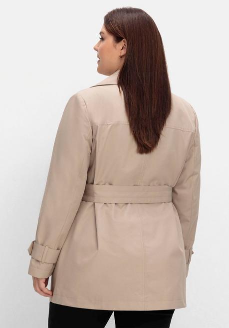 Sheego Kurzer Trenchcoat Mit Gürtel, Wasserabweisend - Softtaupe Sheego