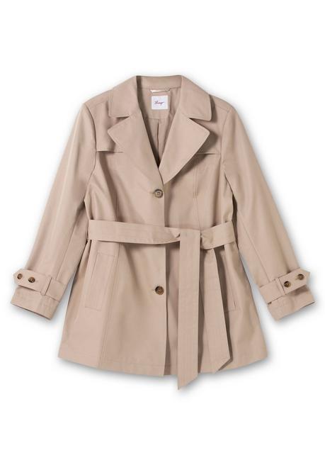 Sheego Kurzer Trenchcoat Mit Gürtel, Wasserabweisend - Softtaupe Sheego