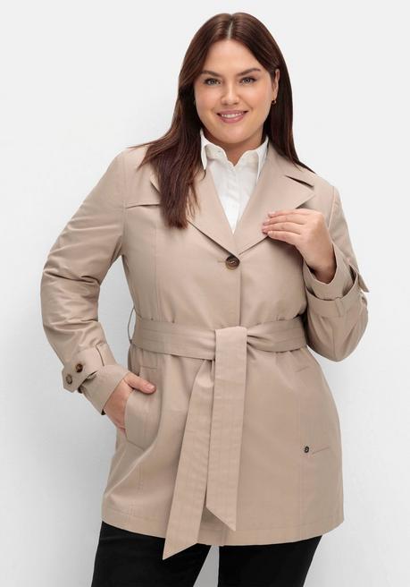 Sheego Kurzer Trenchcoat Mit Gürtel, Wasserabweisend - Softtaupe Sheego