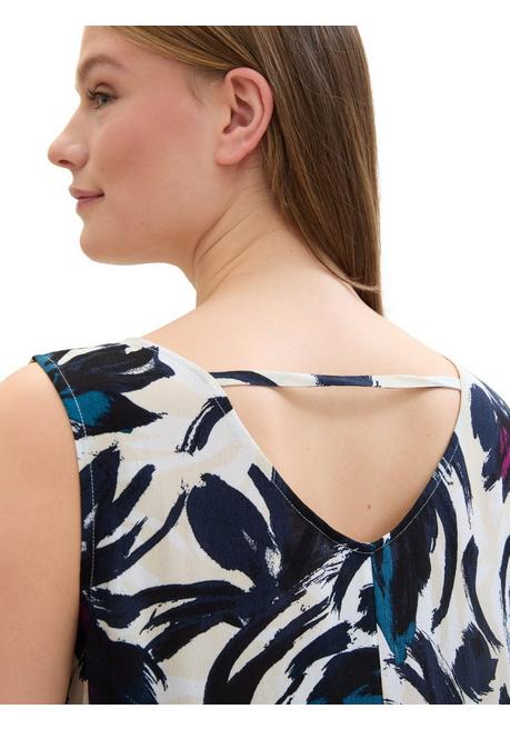 TOM TAILOR Plus Kurzes ärmelloses Kleid Mit Blumenprint - Dunkelblau Gemustert Sheego