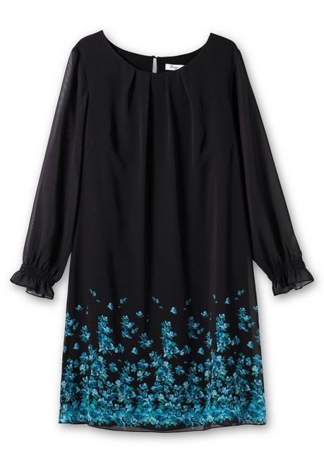 Sheego Kurzes Chiffonkleid Mit Blumendruck Am Saum - Schwarz Bedruckt Sheego