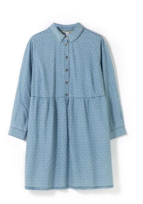 Sheego Kurzes Jeanskleid Mit Grafischem Print Und Taschen - Light Blue Denim Sheego