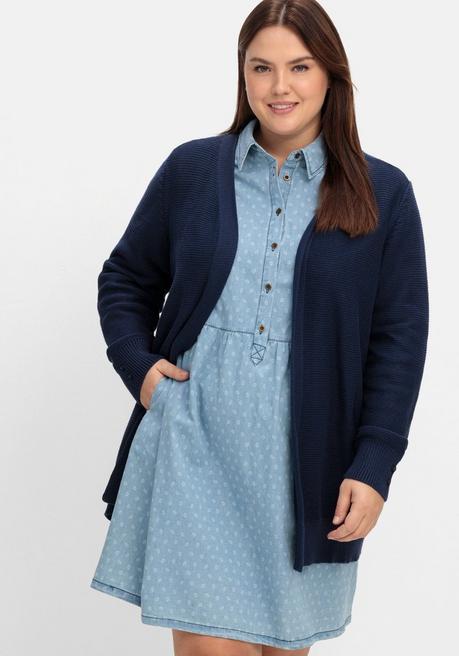 Sheego Kurzes Jeanskleid Mit Grafischem Print Und Taschen - Light Blue Denim Sheego