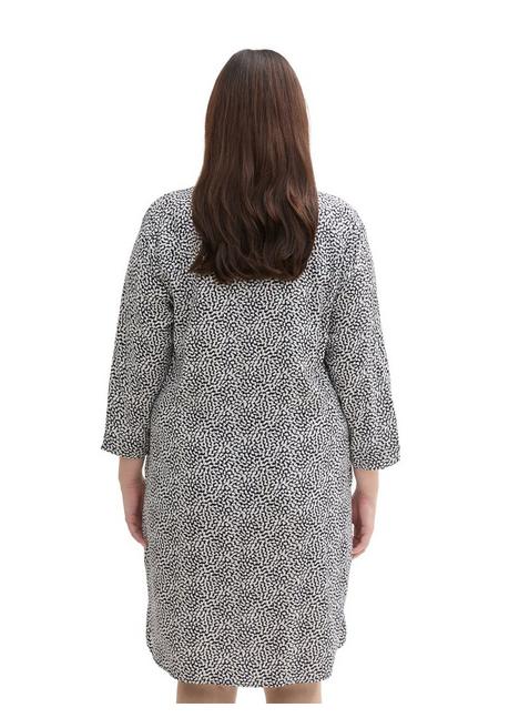 TOM TAILOR Plus Kurzes Kleid Mit Minimalprint Und Hemdkragen - Marine Gemustert Sheego