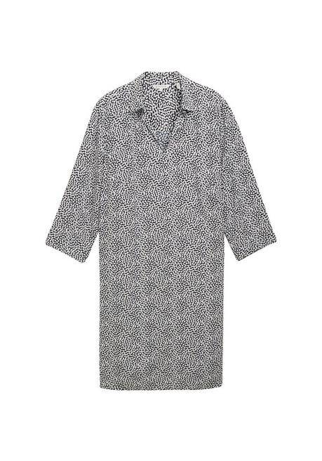 TOM TAILOR Plus Kurzes Kleid Mit Minimalprint Und Hemdkragen - Marine Gemustert Sheego
