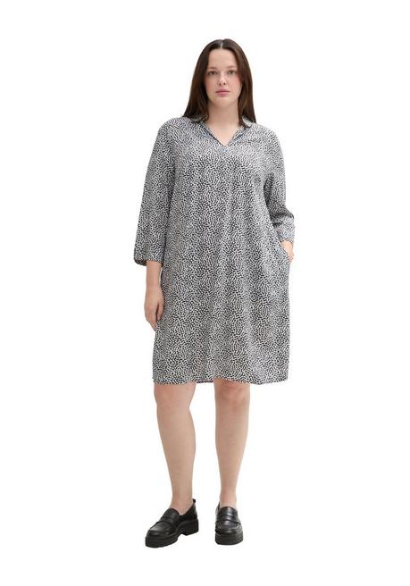 TOM TAILOR Plus Kurzes Kleid mit Minimalprint und Hemdkragen - marine gemustert sheego