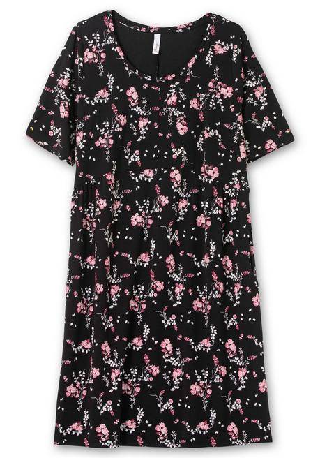 Sheego Kurzes Shirtkleid Mit Allover-Blumendruck - Schwarz Gemustert Sheego