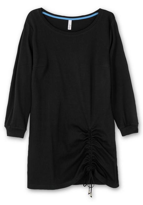 Sheego Kurzes Shirtkleid Mit Tunnelzug Am Saum - Schwarz Sheego