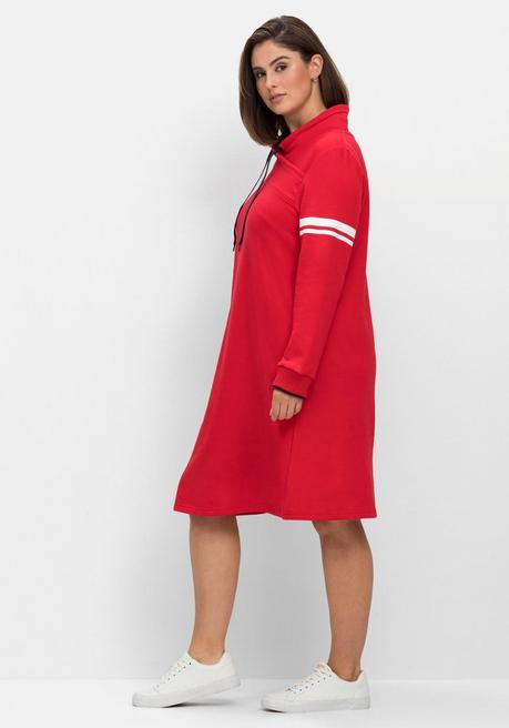 Sheego Kurzes Sweatkleid Mit Weitem Kragen, In Leichter A-Linie - Mohnrot Sheego