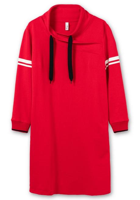 Sheego Kurzes Sweatkleid Mit Weitem Kragen, In Leichter A-Linie - Mohnrot Sheego
