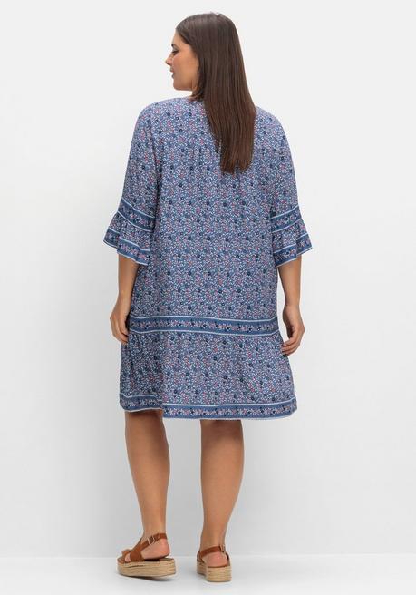 Sheego Kurzes Tunikakleid Mit Zierband-Details - Marine Gemustert Sheego