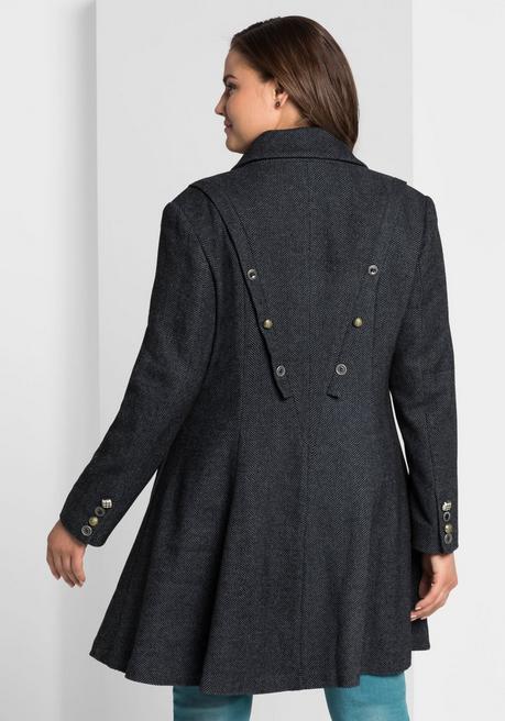 Sheego By Joe Browns Kurzmantel Im Asymmetrischen Schnitt - Schwarz-blau Sheego