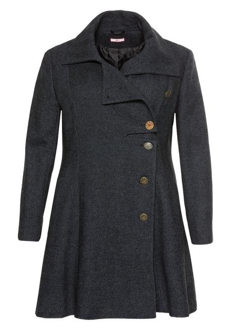 Sheego By Joe Browns Kurzmantel Im Asymmetrischen Schnitt - Schwarz-blau Sheego