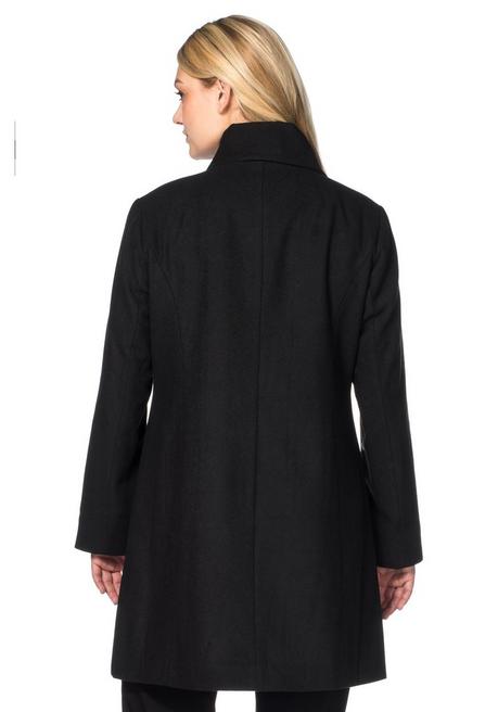 Sheego Kurzmantel Mit Asymmetrischem Kragen - Schwarz Sheego