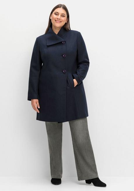 Sheego Kurzmantel Mit Asymmetrischem Kragen - Tiefblau Sheego