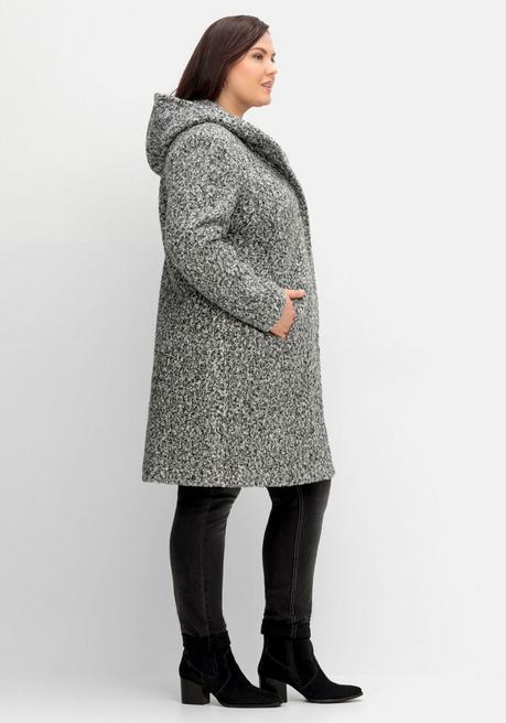 Sheego Kurzmantel Mit Kapuze, Melierte Curly-Optik - Anthrazit Meliert Sheego