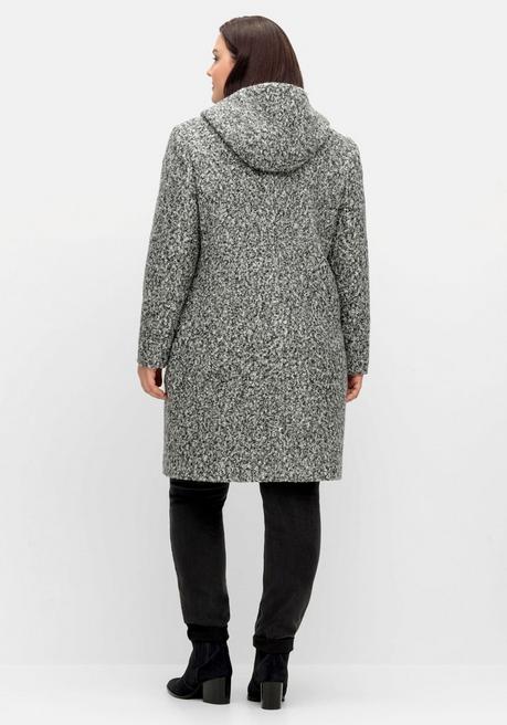 Sheego Kurzmantel Mit Kapuze, Melierte Curly-Optik - Anthrazit Meliert Sheego