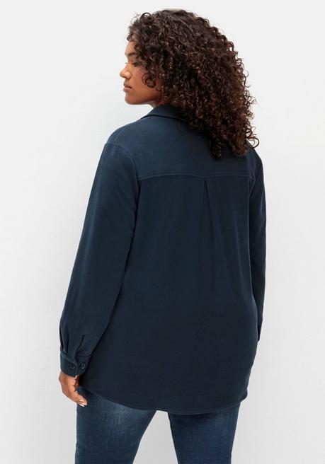 Sheego Kuschelfleece-Blusenjacke Mit Taschen - Nachtblau Sheego