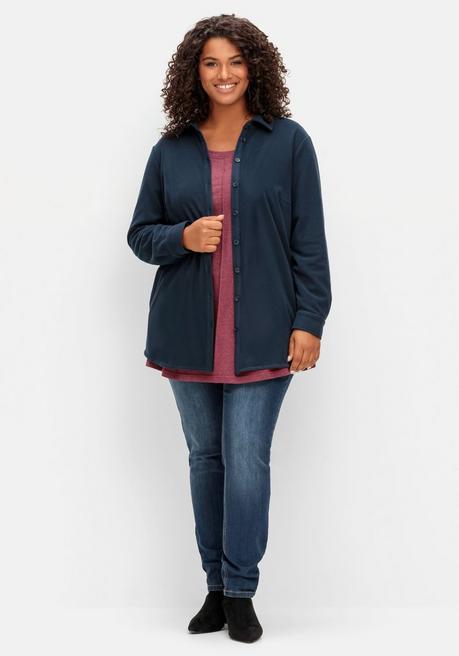 Sheego Kuschelfleece-Blusenjacke Mit Taschen - Nachtblau Sheego