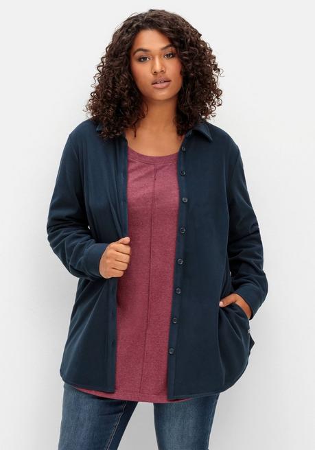 Sheego Kuschelfleece-Blusenjacke Mit Taschen - Nachtblau Sheego