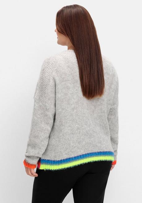 Sheego Loves Miss Goodlife Kuschelig Weicher Wollpullover Mit Frontmuster - Grau Sheego