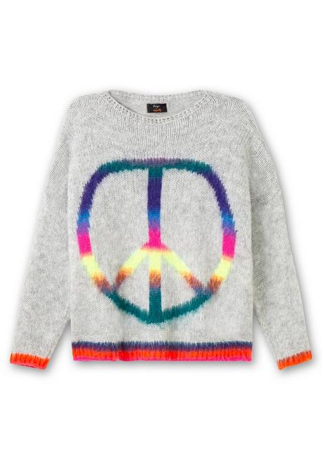 Sheego Loves Miss Goodlife Kuschelig Weicher Wollpullover Mit Frontmuster - Grau Sheego