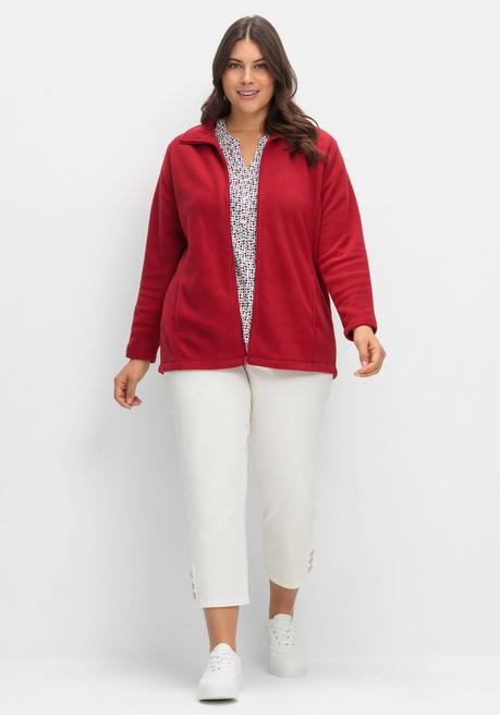 Sheego Kuschelige Fleecejacke Mit Reißverschluss - Bordeaux Sheego