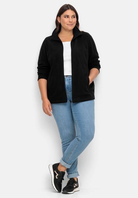 Sheego Kuschelige Fleecejacke Mit Reißverschluss - Schwarz Sheego