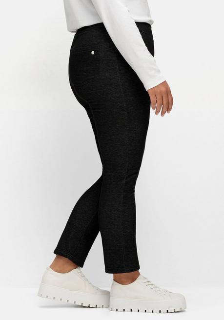 Sheego Kuschelige, Melierte Leggings Mit Breitem Bund - Schwarz Sheego