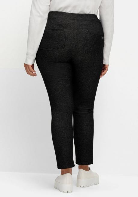 Sheego Kuschelige, Melierte Leggings Mit Breitem Bund - Schwarz Sheego