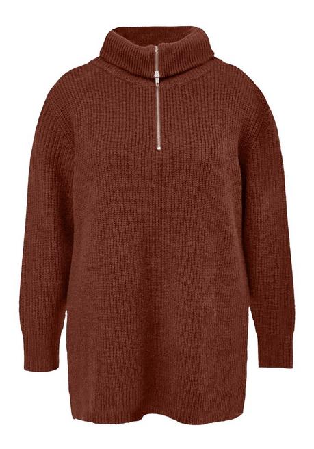 TRIANGLE Kuscheliger Pullover mit Troyerkragen - rotbraun sheego