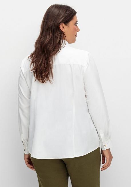 Sheego X Collection L. Langarmbluse Mit Knöpfen In Hornoptik - Weiß Sheego