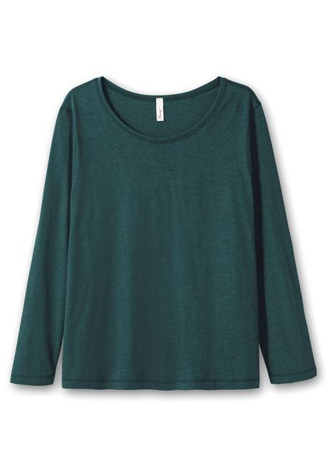 Sheego Langarmshirt Aus Jersey, In Melierter Optik - Tiefgrün Sheego