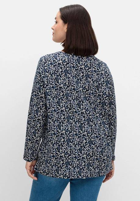 Sheego Langarmshirt Aus Jersey Mit Minimalprint - Marine Gemustert Sheego