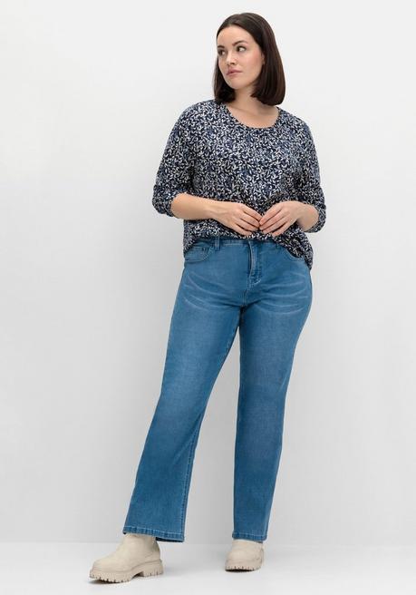 Sheego Langarmshirt Aus Jersey Mit Minimalprint - Marine Gemustert Sheego