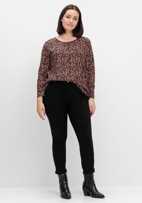 Sheego Langarmshirt Aus Jersey Mit Minimalprint - Rostrot Gemustert Sheego