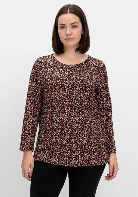 Sheego Langarmshirt Aus Jersey Mit Minimalprint - Rostrot Gemustert Sheego